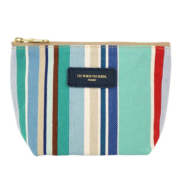 【LES TOILES DU SOLEIL】 ソレイユポーチS(プチ カプリ ブラン ターコイズ/PETIT CAPRI Blanc Turquoise )