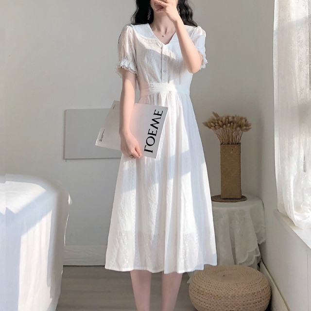 ミディワンピース ミディ丈 半袖 Aライン レース クラシカル 上品 お嬢様 レディース シンプル 可愛い おでかけ デート 女子会 ウッディーベース1号店