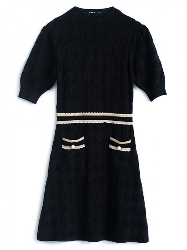 ニットワンピース 冬 送料無料 韓国 ファッション 大きいサイズ レディース ニット ワンピース ニット ワンピ パイピング セーター ひざ上丈 半袖 K0791 Shopmall To You