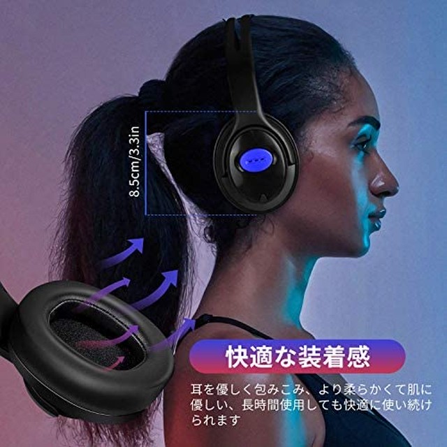 Jpcs ヘッドセット Usb式 両耳 マイク付き 1度回転 高音質 ヘッドフォン ヘッドバンド調整 音量調節 ノイズキャンセリング 通気 ヘッドホン パソコン ゲーム用 会議 在宅勤務 ブルー Az Japan Classic Store