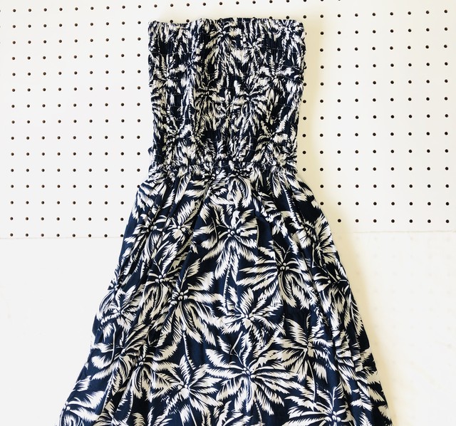 2way ヤシの木柄 モノトーン ワンピース スカート Chang Dek