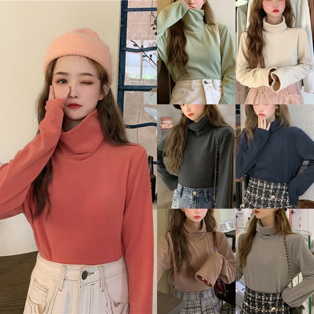 冬トップス レディース タートルネック ニット 冬服 韓国 ファッション レディース ストレッチ ロング袖 ゆったり ポイントカラー レイヤード 秋冬 べーシック シンプル トップス ハイネック ニットソー スムース ストレッチ かわいい ニットトップス Vestito