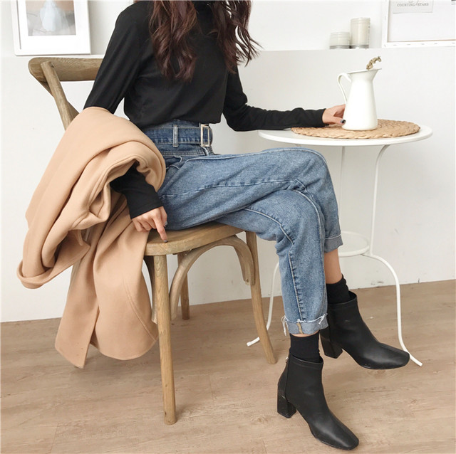 ハイウエストデニム ベルト付き センターライン ハイウエスト デニム パンツ ジーパン ジーンズ 流行り 人気 カジュアル 綺麗めコーデ トレンド こなれ感 おしゃれデザイン デート お出かけ 秋冬コーデ 秋冬カラー 秋冬 Sugar Daystyle シュガーデイスタイル