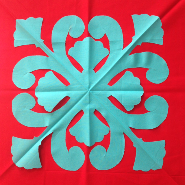 手作りハワイアンキルトキットクッションカバー 貝と波 Peaceful Smile