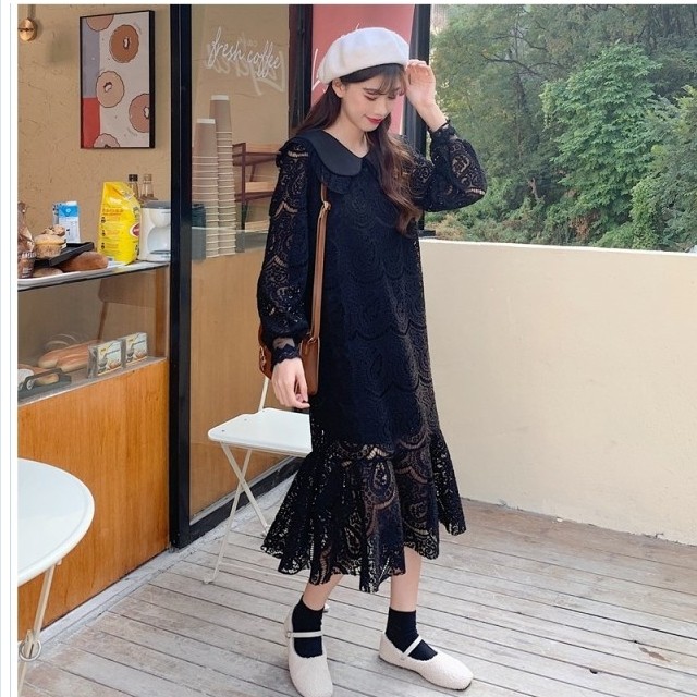 大人カジュアル レディース 春服 レースシフォンワンピースワンピ長袖カジュアルレディース春秋大人コーデ春服パーティードレスきれいめ Basecamp49