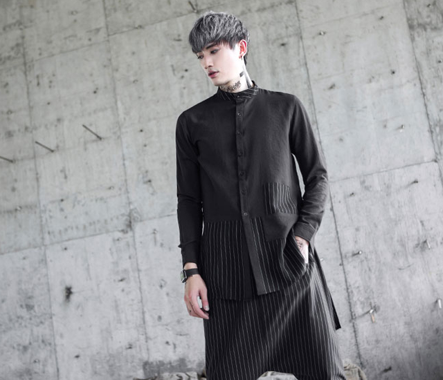 Top Mode アウター セットアップ ジャケット シャツ 黒シャツ モード系 ストライプ ブラック 黒 シンプル デザイン メンズ レディース ユニセックス Men90 Top Mode