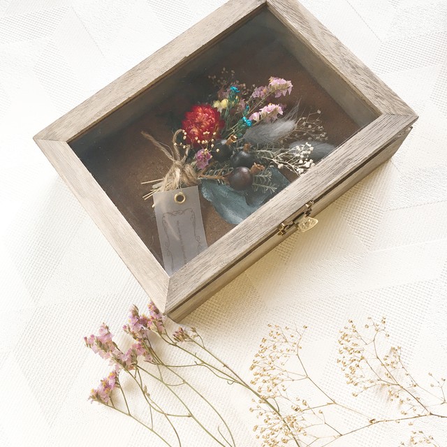 くすみピンク ブルー 花の標本box Flower Bouquet Not Bad ドライフラワー インテリア雑貨