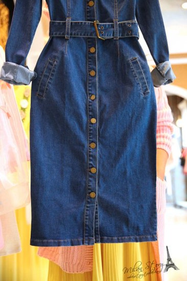 デニム ワンピース タイトワンピ レディース 秋冬 デニム 膝丈ワンピース ベルト 長袖 大きめサイズ 秋 シャツワンピ カッコイイ 代 30代 40代 K0922 Shopmall To You