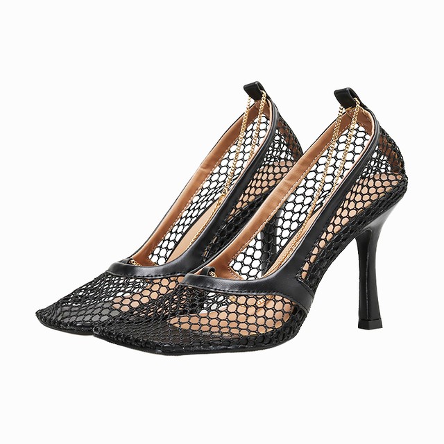 メッシュヒールサンダル 2色 メッシュパンプス ヒール9センチ 大人キレイ エレガント デート 春夏 リゾート Choco Chaco