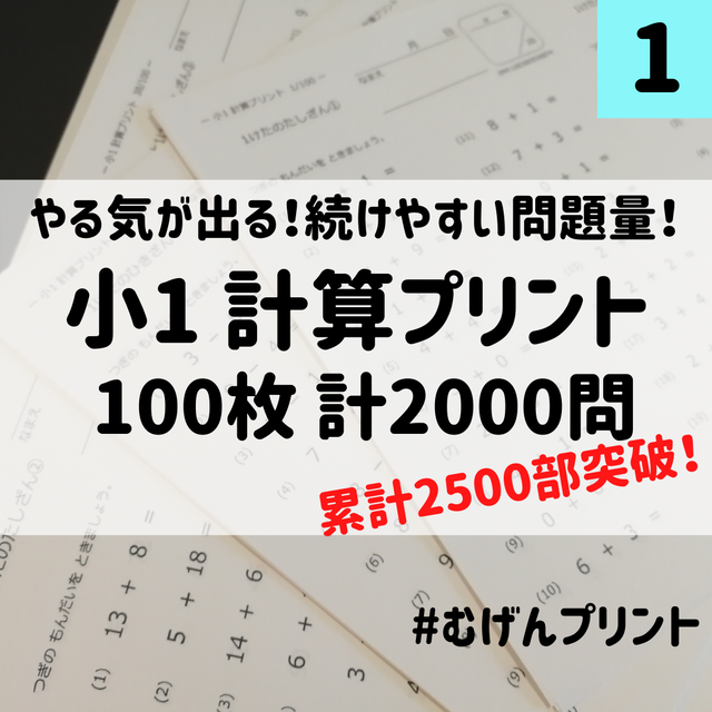 小学1年生計算プリント250枚 家で印刷するのは大変 という方に むげんプリント