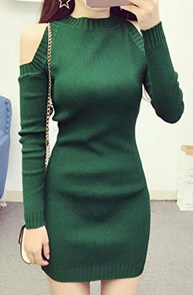 Jpcs Bscoolニットワンピース 肩出し スリム セクシー ロングセーター 韓国ファッション 薄手 ワンピース 秋 冬 Az Japan Classic Store