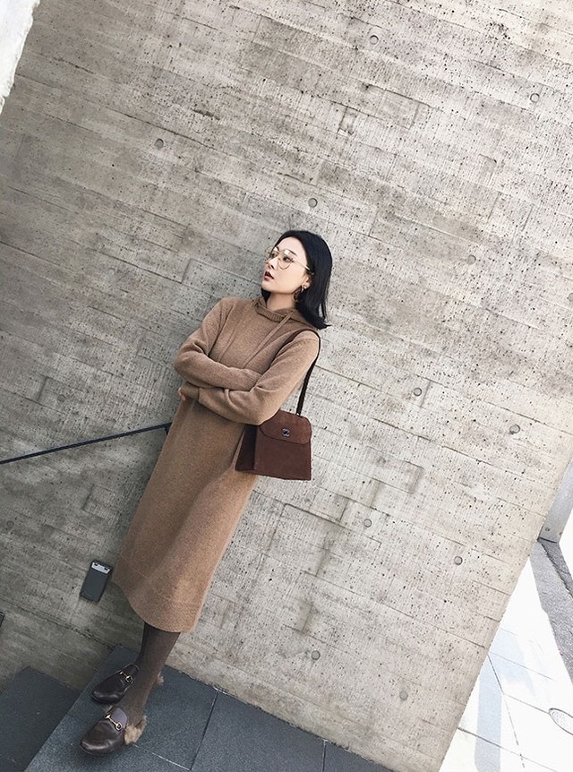 ニットパーカーワンピース ニットワンピース ロングワンピース ニットパーカー カジュアル ラフ きれいめ 可愛い 体型カバー プライベート お出かけ 通勤 通学 秋 冬 Crystalhk