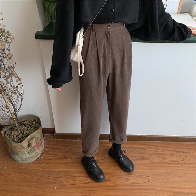 レトロコーデに コーデュロイパンツ ロールアップ アンクル丈 カジュアルパンツ 秋冬 シンプル レディース デイリー 通勤 10代 代 30代 40代 Ptnym2485 Shop Suba