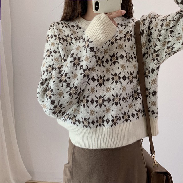 〈カフェシリーズ〉レトロフラワープルオーバー【rétro flower pullover】