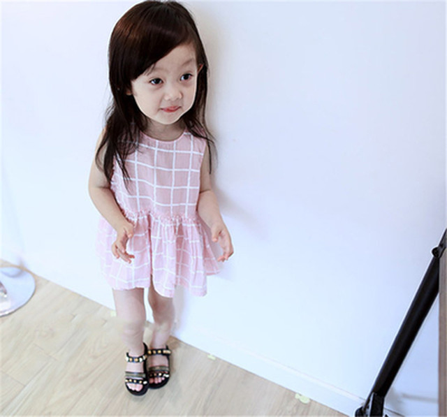 女児 ワンピース 韓国風 児童 赤ちゃん 夏 気質 グリッドスカート 息子 フレッシュ Passio
