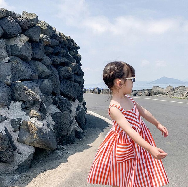 再販売 ストライプａラインワンピース 夏新作 子供ワンピース キッズワンピース ワンピース 女の子 80 130 こどもふくririmi