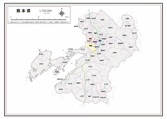 P5熊本県 高速道路 K Kumamoto P5 楽地図 日本全国の白地図ショップ
