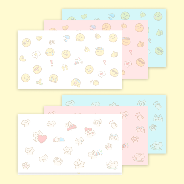 ビデオ通話用背景 絵文字 猫セット 3色2種 Nucumo商店