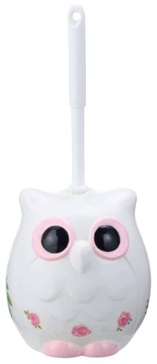 サンアート かわいい雑貨 ラブリー陶器 ふくろうのトイレブラシ立て トイレブラシ付 幅14 5cm 白 San1942 白 Amhcompany