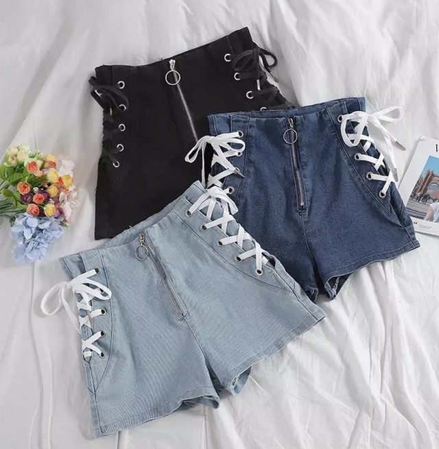 レースアップリボンハイウエストショートパンツ Lilycloset ファッション通販