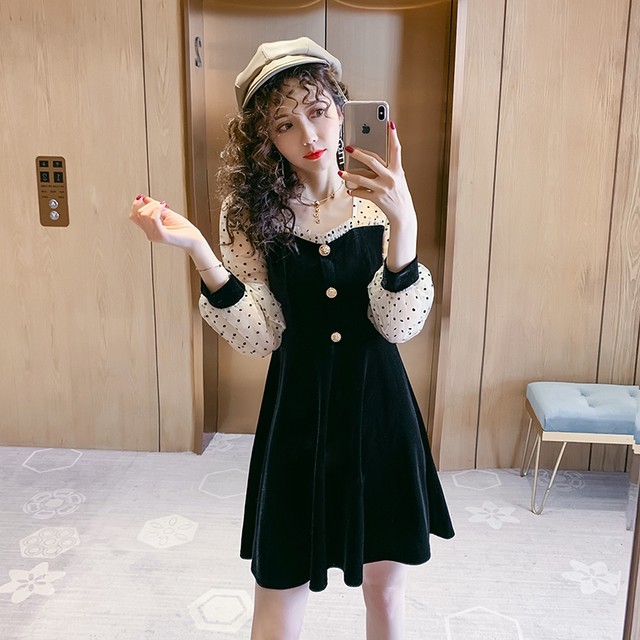 ワンピース ドレス ヘップバーン風 カジュアル Aラインワンピース 結婚式 二次会 パーティ レトロ ドット柄 シンプル 長袖 シフォン Fsk1581 Alice Mode ワンピース ドレス ヘップバーン風 カジュアル Aラインワンピース 結婚式 二次会 パーティ レトロ ドット柄 シンプル 長袖 シフォン Fsk1581 Alice Mode