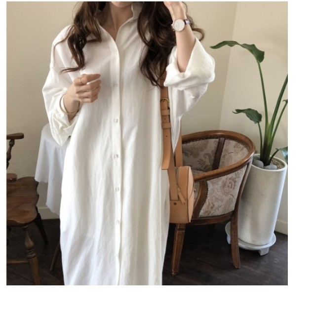 ゆったりワンピースロング 韓国 シャツワンピース ロング 長袖 春 秋 大きいサイズ マタニティ ワンピース ロング丈 マキシワンピース ゆ Basecamp49