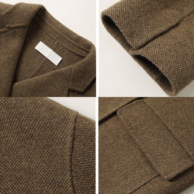 K 秋冬新作 レディース アウター コート ウールコート ウールブレンド ウール混 Wool ハーフコート ミドル丈 ミディアム丈 Pコート ダブル ダブルブレスト 袖スリット スリット 袖コンシャス 無地 シンプル 大人 上品 きれいめ クラシカル お出かけ デート 通勤