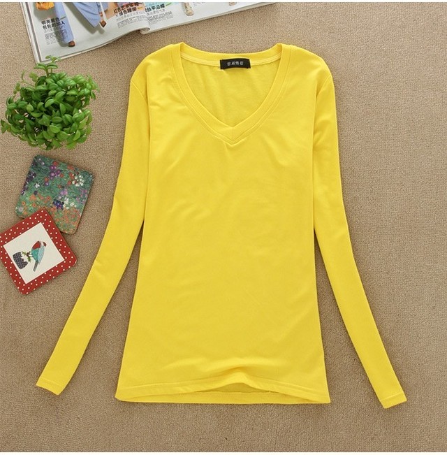 あったか裏起毛ｔシャツ 長袖 無地 秋冬 レディース 定番 大きいサイズ Vネック ストレッチ Anna Shop 1