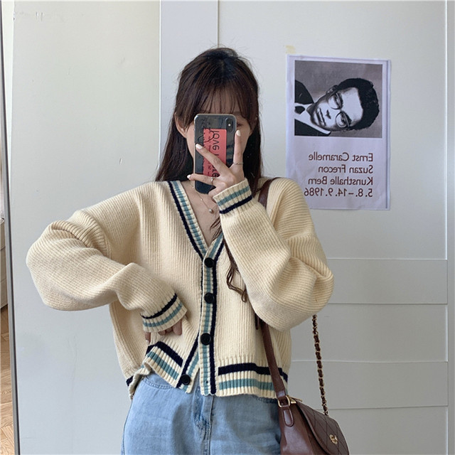シンプルコーデ 人気 柔らか 清新 長袖 アバンギャルド スウィート 韓国ファッション 綺麗系服 ニット カーディガン アウター 75shops