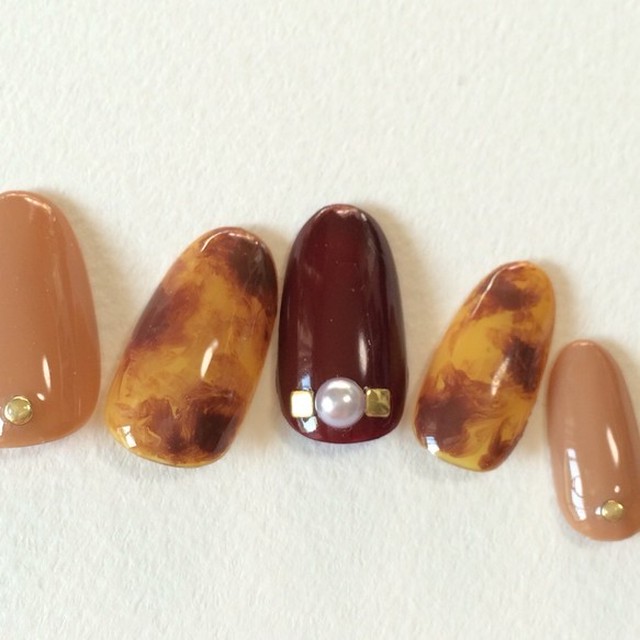 べっ甲 ボルドー ミルクティ 大人可愛い ネイルチップ Neph Nail １級ネイリストによる３dネイルパーツ ネイルチップ販売