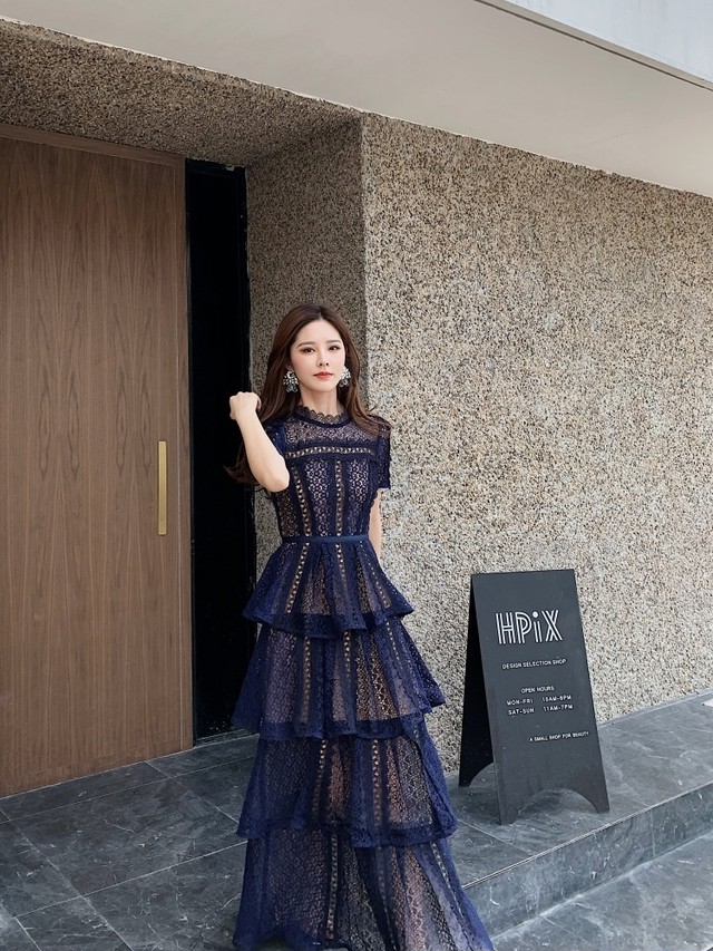 パーティードレス ロング ドレス ワンピース レース 袖あり おしゃれ 個性的 結婚式 お呼ばれ ドレス 大きいサイズ Xl ロング丈 マキシ丈 ロング ワンピース 総レース 半袖 きれいめ 大人可愛い ラウンドネック スタンドカラー ハイウエスト フリル スリム 透け感 演奏会