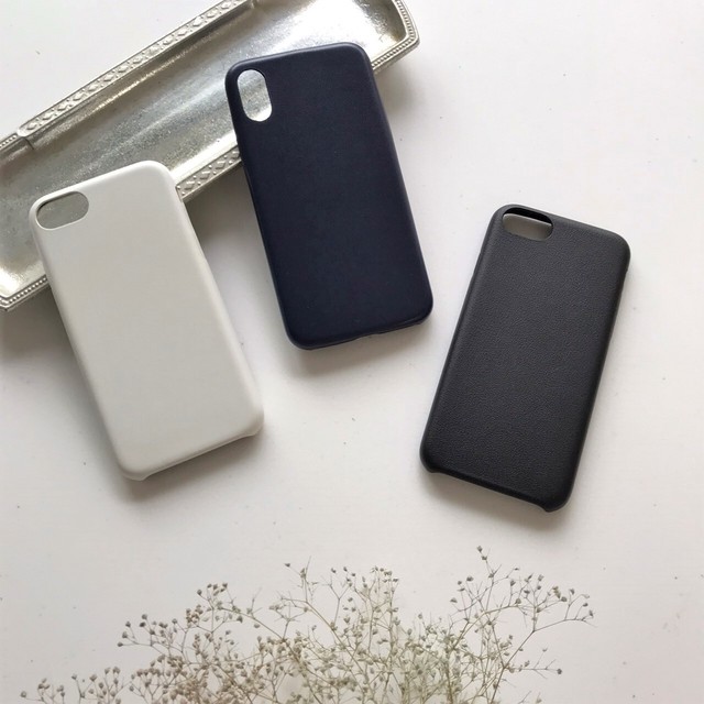 Iphoneケース ハードケース レザー調 シンプル ホワイト ネイビー ブラック Iphone7 8 Se第二世代x Xs Babyselect