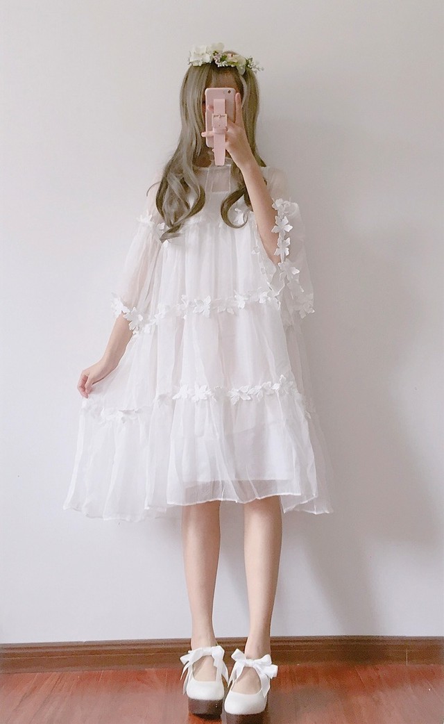 入荷しました 天使 フラワー オーガンジー チュール シースルー ドレス ワンピ ゆめかわ専門店poticuu ぽちきゅう