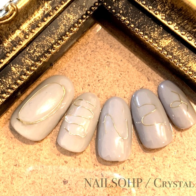 033 ワイヤーネイル グレー シンプル オシャレ Nailshop Crystal ネイルチップ専門店