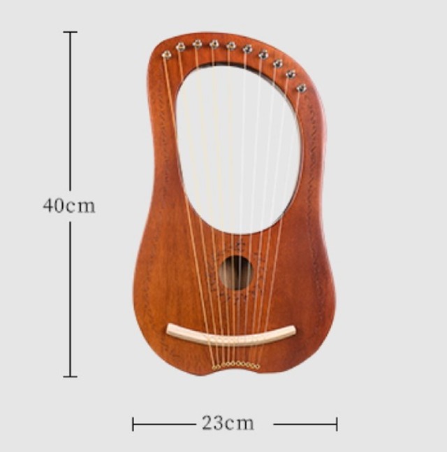 ハープ 2 木製ライアーハープ 10弦 金属弦 竪琴ハープ 弦楽器 ハープ 楽器 初心者向け 心癒され音色 入門楽器 操作簡単 子供 ギフト 贈り物 クリスマス 演奏会 入門セット 全部セット マカボニー バッグ付き Aio Online Store