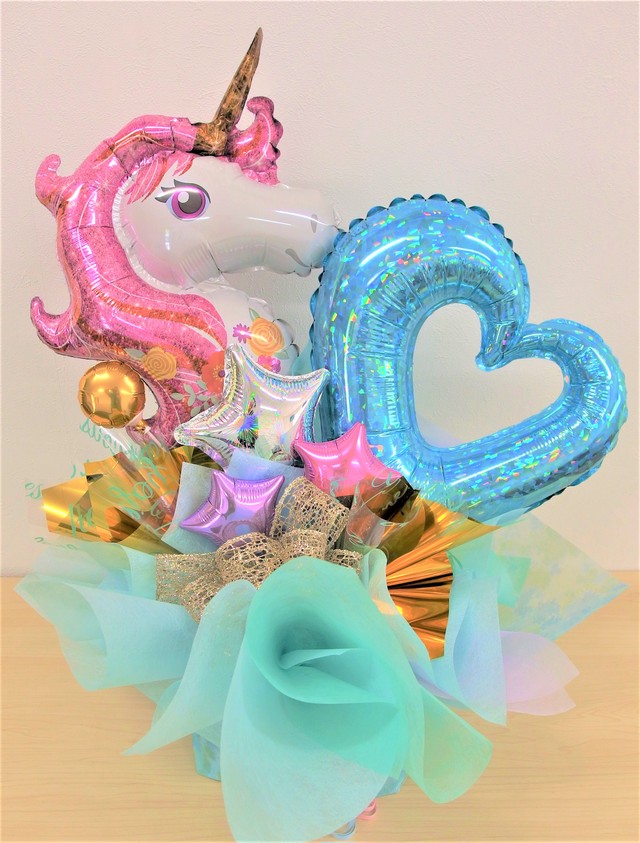 ウェディングユニコーン ハート 結婚 誕生日 記念日 発表会 お祝い 女の子 プレゼント Orb Balloon オーブバルーン バルーンギフト専門 通販サイト