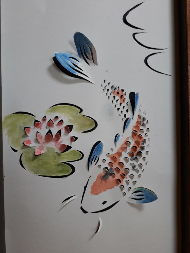 立体切り絵 蓮池のコイ 工房 和み