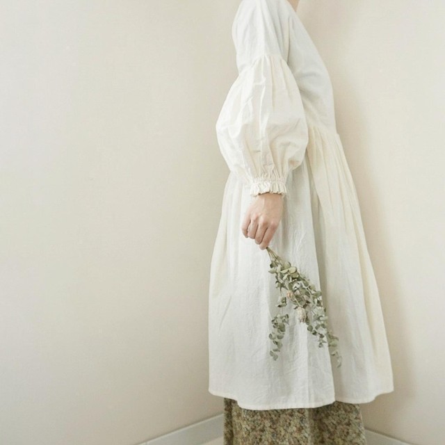 カシュクールワンピース カシュクールワンピ ナチュラル 3way ぽわん袖 ハンドメイド大人服 子供服 ベビー服 Toimeme