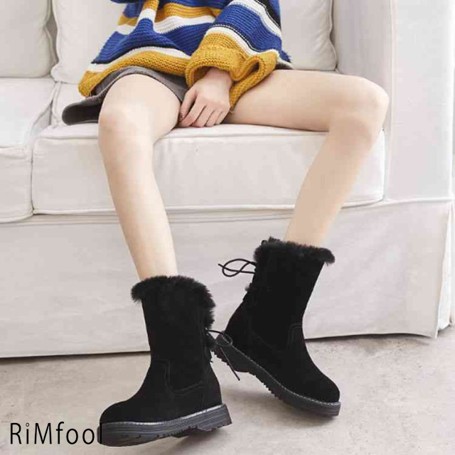 ミドル丈 ムートンブーツ レディース スノーシューズ ムートンブーツ ミドル丈 ロング ショートブーツ フェイクファー ムートン Rimfool