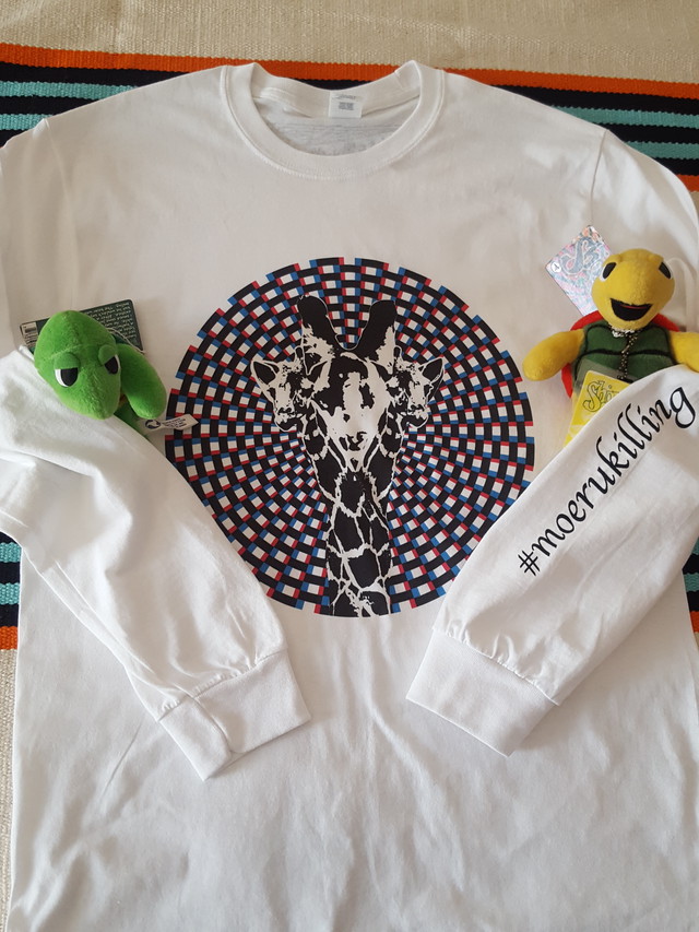 燃えるキリンロングスリーブtshirt 白 T24kwsk