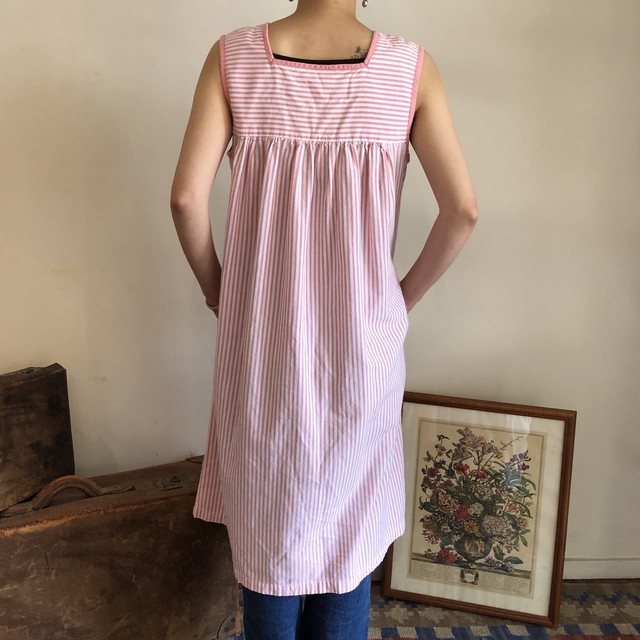 ノースリーブワンピース ストライプ ピンク Monique Vintagestore 古着の通販サイト