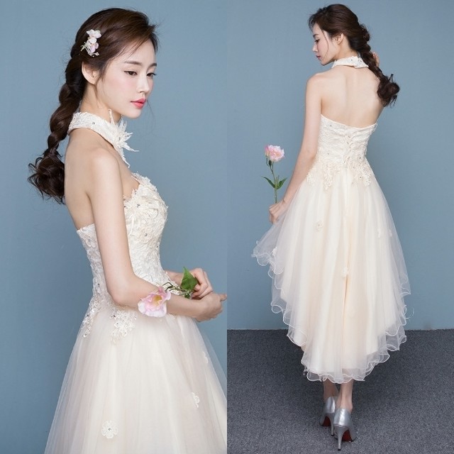 白ふわふわパーティードレス 可愛い チュール ミドル丈 Chartreuse