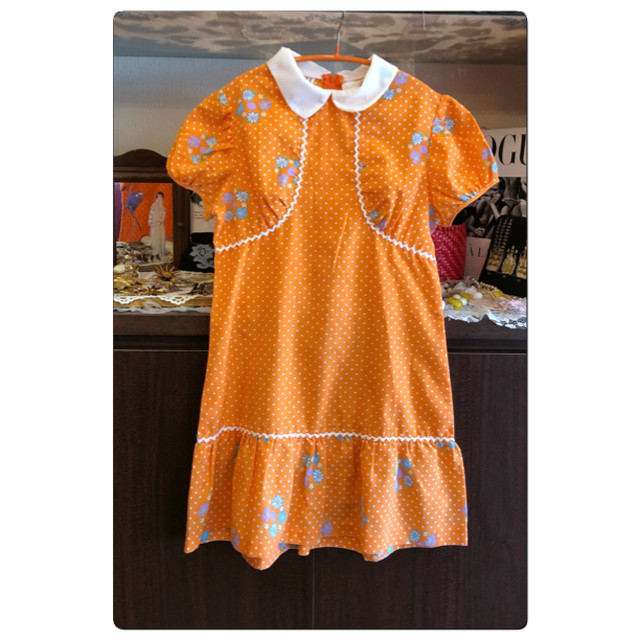 キッズ ワンピース 白襟 ドット 花柄 ヴィンテージ Kira Closet Vintage キッズ ワンピース 白襟 ドット 花柄 ヴィンテージ Kira Closet Vintage