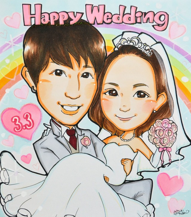 Wedding ご結婚式 似顔絵色紙 Happy似顔絵ストア