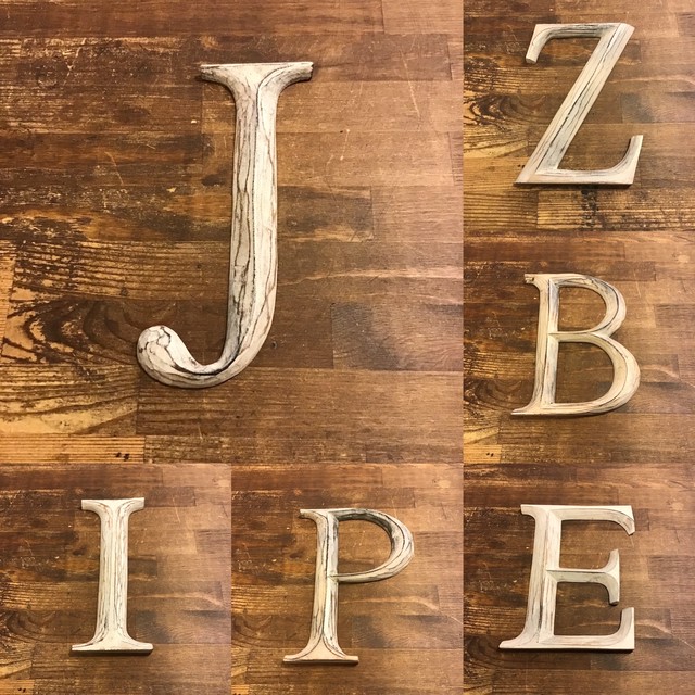 アルファベット木製 B E I J P Z アンティークホワイト 看板 ディスプレイ シャビーシック Amplop