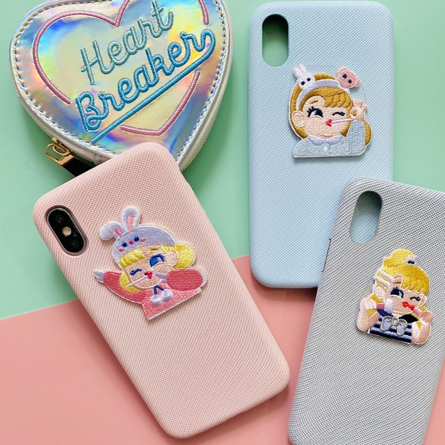 即納 ハンドメイドmilkjoy刺繍ワッペン付き パステルカラーiphoneケース ソフトケース Iphonex Xs Xr対応 Usagi Case ウサギケース 韓国iphoneケース通販