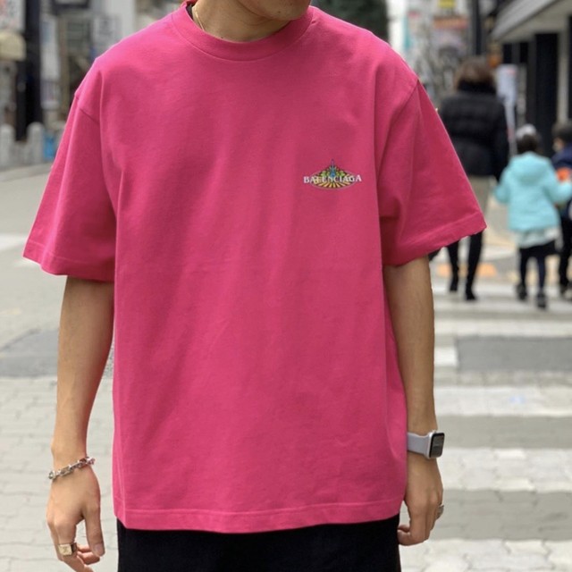 Balenciaga バレンシアガ ロゴtシャツ Wl0 594579 Thv60 ピンク Tシャツ メンズ Brillante ブリランテ