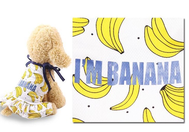 犬服 ワンピース型 バナナ柄 パイナップル柄 ドッグウェア I333dog