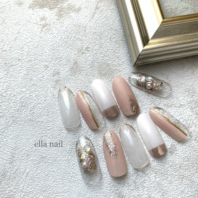 ピンクベージュネイルチップ ネイルチップ Ellanails