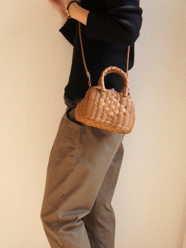 受注制作 かごバッグ ミニショルダー アイボリー Lop